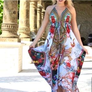 SHAHIDA PARIDES Convertible 3 Way Maxi Dress NEW 100% Viscose Silk One Size RARE